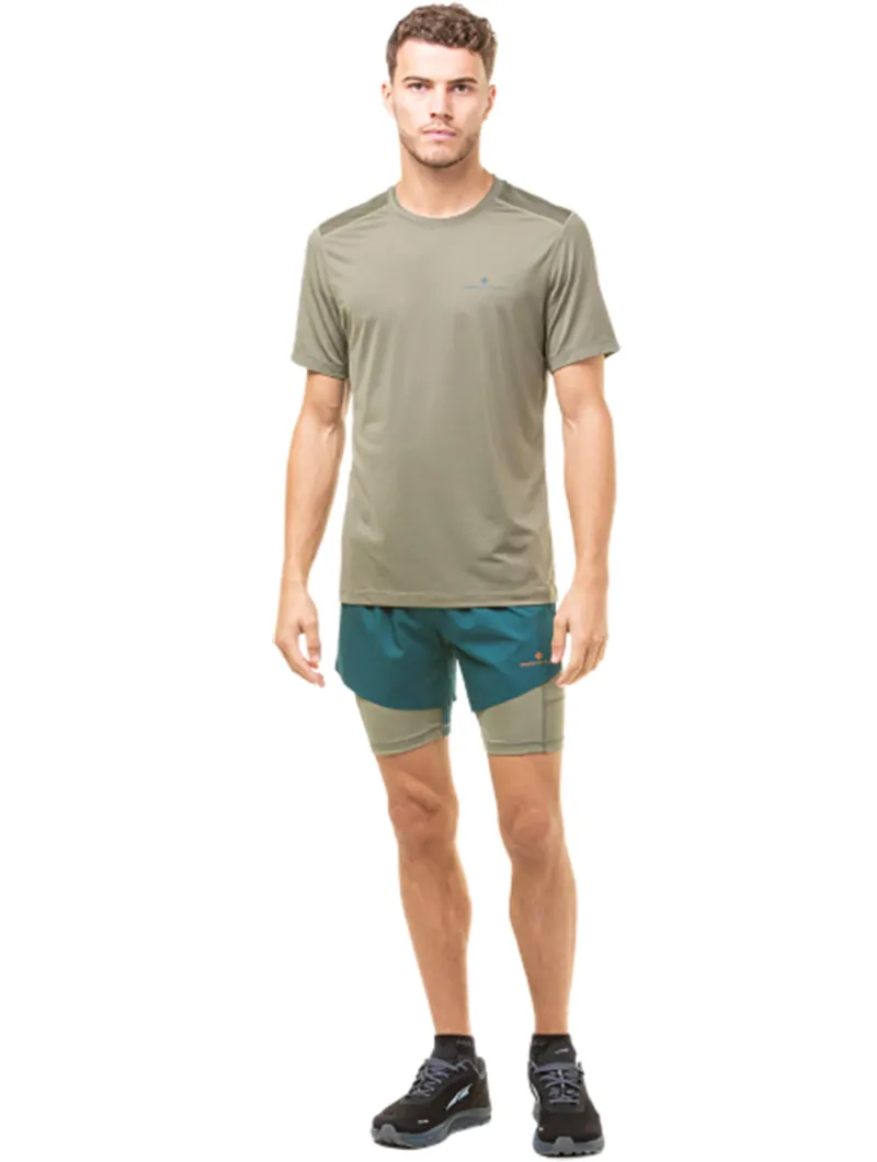 Ronhill Men's Tech Distance Twin Short Deep Lagoon/Woodland-5